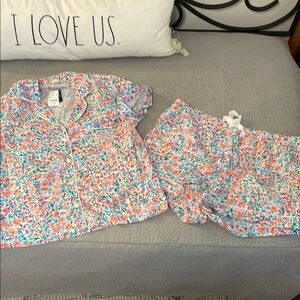 J. Crew Pink and Blue Floral Pajama Set